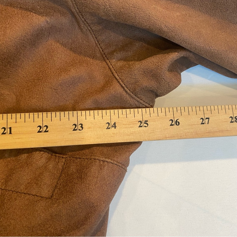 Men's Vintage Brown Leather Bomber Jacket, Size Large - Picture 5 of 7